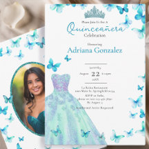Mariposas Turquesa Vestido Tiara Foto Quinceanera