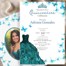 Mariposas Turquesa Vestido Tiara Foto Quinceanera