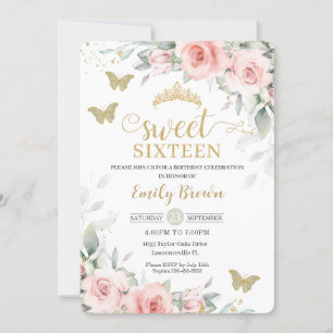 Invitación Mariposas verdes rosadas florales y saladas dulces