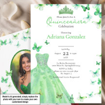 Mariposas Verdes Vestido Tiara Foto Quinceanera