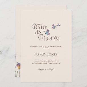 Invitación Mariposas y bebé de flores silvestres en Baby Show