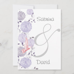 Invitación Mariposas y Boda de crisantemo de lavanda