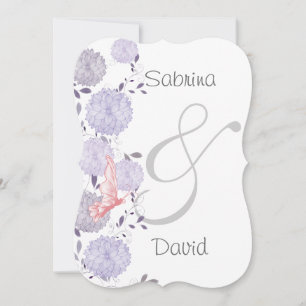Invitación Mariposas y Boda de crisantemo de lavanda