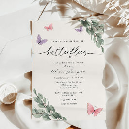 Invitación Mariposas y ducha de novia Eucalyptus