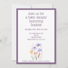 Invitación Mariposas y floraciones Baby Shower simplificada