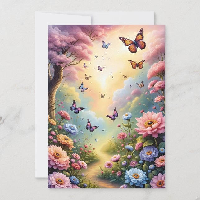 Invitación Mariposas y flores (Anverso)