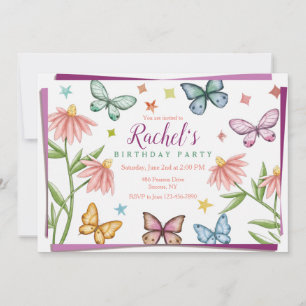 Invitación Mariposas y flores