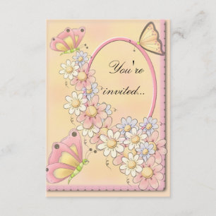Invitación Mariposas y flores de margarita invitan