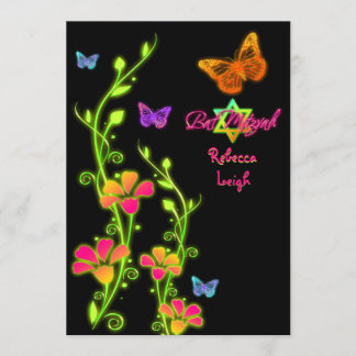 Invitación Mariposas y flores de Neon invitan a 2