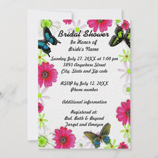 Invitación Mariposas y flores en ducha de novias mosaico (Anverso)
