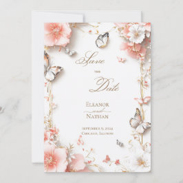 Invitación Mariposas y flores Save the date