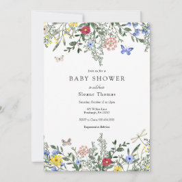 Invitación Mariposas y flores silvestres Baby Shower