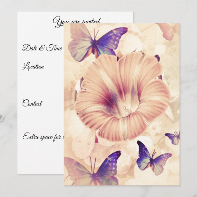 Invitación Mariposas y Lilly (Anverso / Reverso)