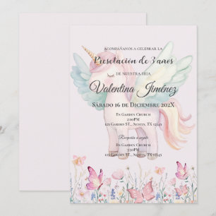 Invitación Mariposas y ponis 3 años en español