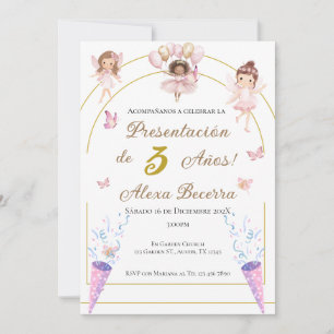 Invitación Mariposas y princesas primer cumpleaños en español