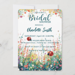 Invitación mariquita colorida Acuarela Flores silvestres Pers