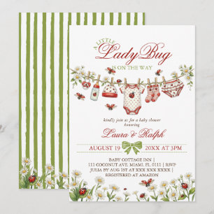 Invitación Mariquita Flor Silvestre Niña Shower de Bebé