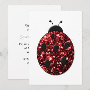 Invitación Mariquita roja brillante personalizada