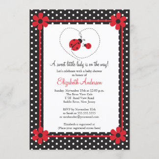 Invitación Mariquita rosada Baby Shower