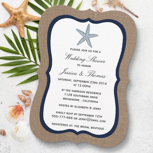 Invitación Mariscos Azules De La Marina En La Ducha De Boda D (Subido por el creador)