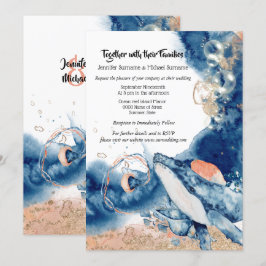 Invitación Mariscos de ballena mamíferos oceánicos naranja az