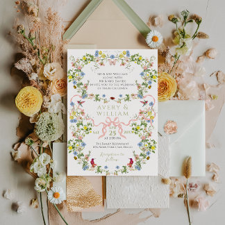 Invitación Mariscos de flores silvestres Jardín Elegante Boda