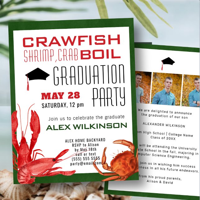 Invitación Mariscos de langosta hierven 3 Partido de Graduaci (Subido por el creador)