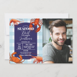 Invitación Mariscos Hieblados Fiesta de cumpleaños Carbón de