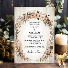 Invitación Mark Garden Floral Spring Wood Boho Rustic Boda