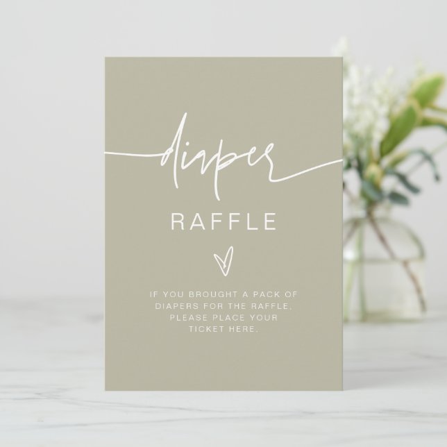 Invitación MARLO Bohemian Sage Green Diaper Raffle Game Rótul (Anverso de pie)
