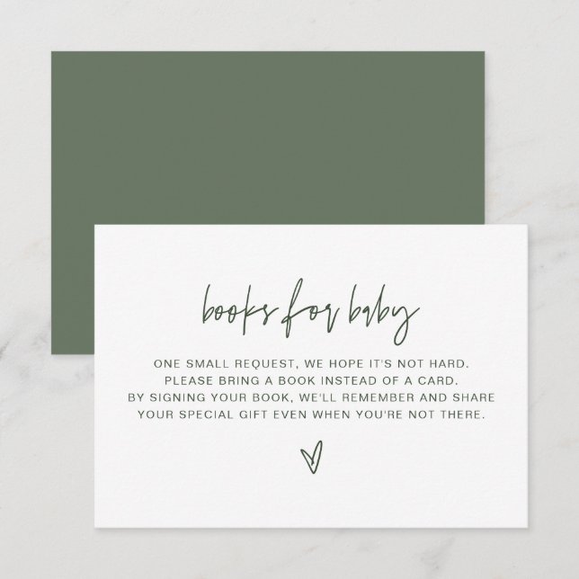 Invitación Marlo Bohemie Forest Green Books for Baby Card (Anverso / Reverso)
