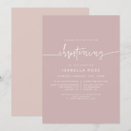 Invitación MARLO Boho Dusty Rosa Christening Rosa