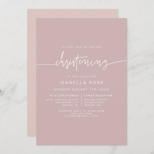 Invitación MARLO Boho Dusty Rosa Christening Rosa