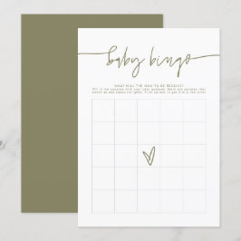 Invitación MARLO Boho Olive Green Baby Shower Bingo