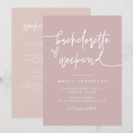 Invitación MARLO Dusty Rosa Bachelorette Weekend Itinerary