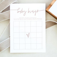 MARLO Dusty Rosa Boho Baby Shower Bingo Game Card