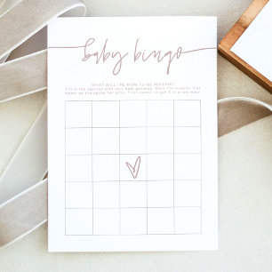 Invitación MARLO Dusty Rosa Boho Baby Shower Bingo Game Card