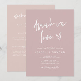 Invitación MARLO Dusty Rosa Borracho Enamorado Bachelorette