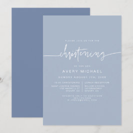 Invitación MARLO Modern Boho Dusty Blue Boy Christening
