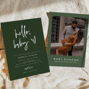 Invitación MARLO Modern Boho Forest Green Baby Shower