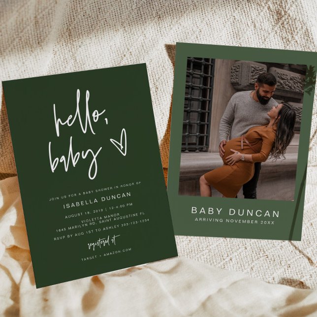 Invitación MARLO Modern Boho Forest Green Baby Shower (Subido por el creador)