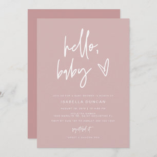 Invitación MARLO Moderno Rubor Dusty Rosa Chica Baby Shower