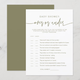 Invitación MARLO Olive Green Over Under Baby Shower Game