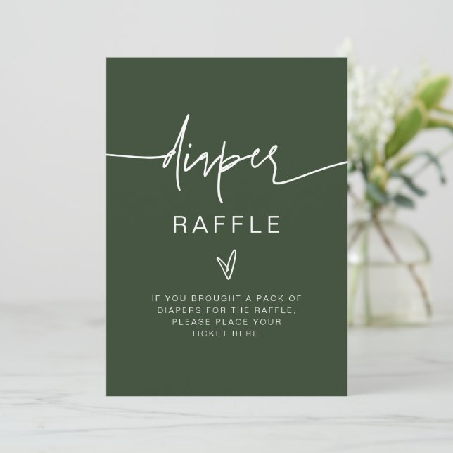 Invitación MARLO Rótulo de Raffle de Diaper Verde Forestal Bo (Anverso de pie)