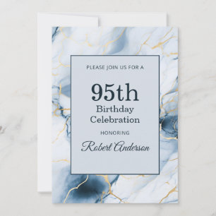 Invitación Mármol Azul Claro Cumpleaños 95