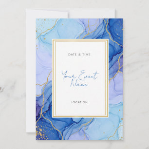 Invitación Mármol Azul Real Tinta Oro Vena