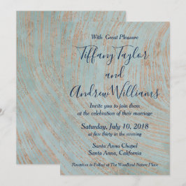 Invitación Mármol azul y Boda de cobre