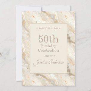 Invitación Mármol beige claro cumpleaños 50