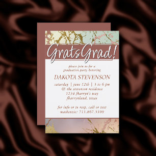 Invitación Mármol beige elegante   Graduación de oro Rosa Sag