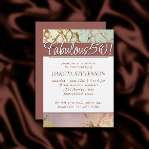 Invitación Mármol beige elegante   Sage Rosa Gold Fabulous 50